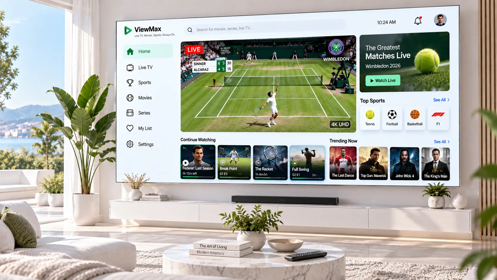 Deutsches IPTV-Senderpaket: ARD, ZDF, RTL und Regionalkanäle auf einem Smart-TV mit EPG-Ansicht